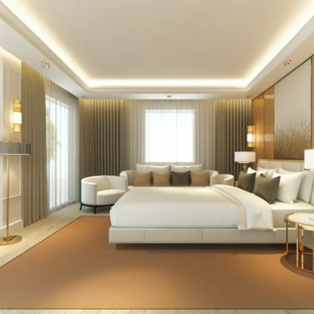 Luxe hotelkamer met moderne, elegante inrichting