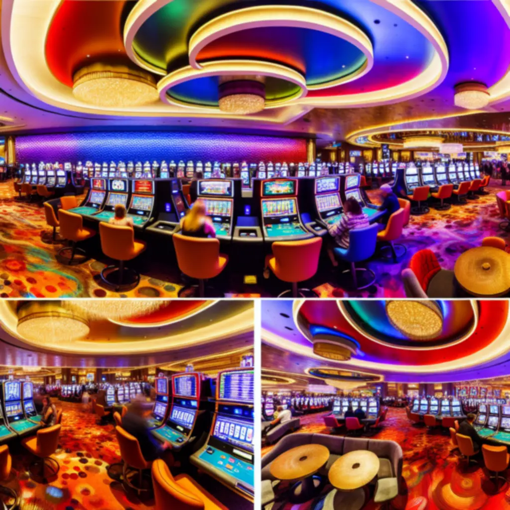 Vrolijke casinosfeer met tafels en verlichting