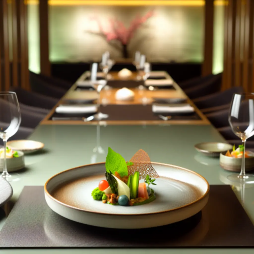 Gourmet gerecht met kunstzinnige presentatie in ons restaurant
